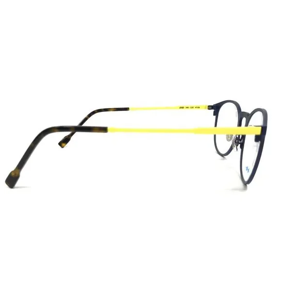 POP by Roussilhe Eyeglasses Frames 34B C25 Navy Blue Neon Yellow Round 47-20-135